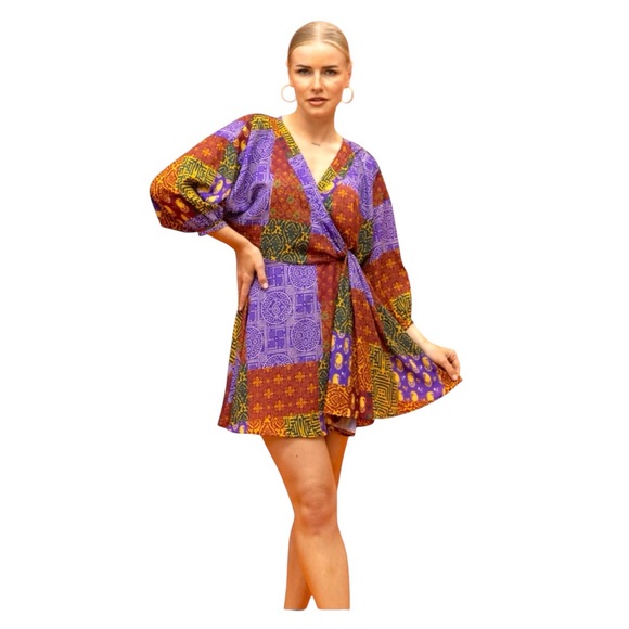 ZARA Multicolored Patchwork-Look Mini Dress, Size S. - Picture 3 of 12